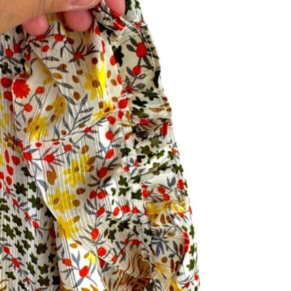 ba&sh | Women's Floral Orange Yellow Gold Thread Ruffle Dress Size Small - Picture 8 of 11